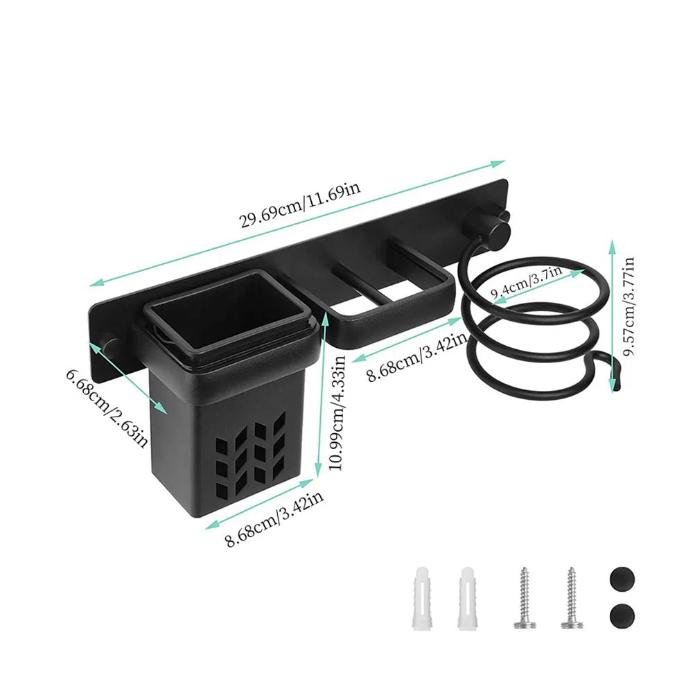 Wall-Mounted Hair Dryer Storage Rack Multifunctional Bathroom Hair Care Tool Straightening Irons And Curling Irons Storage Box