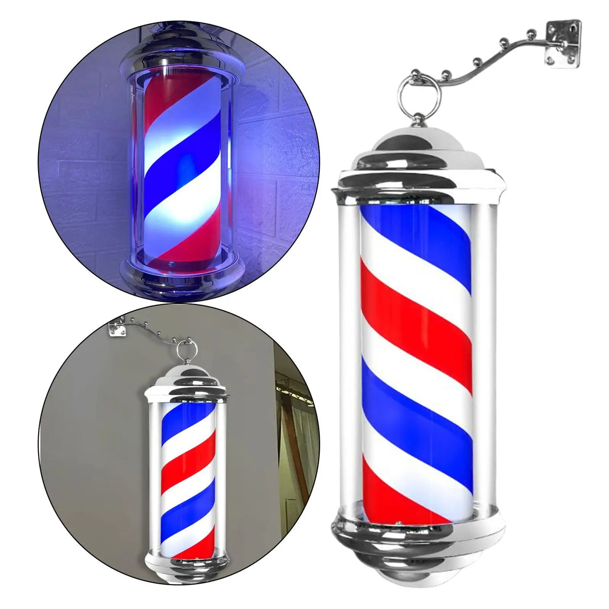 Barber Shop Sign Open Lighting Hair Salon Save Energy Rainproof Light Wall Mounted Rotating Pole LED Light For Outdoor Barber