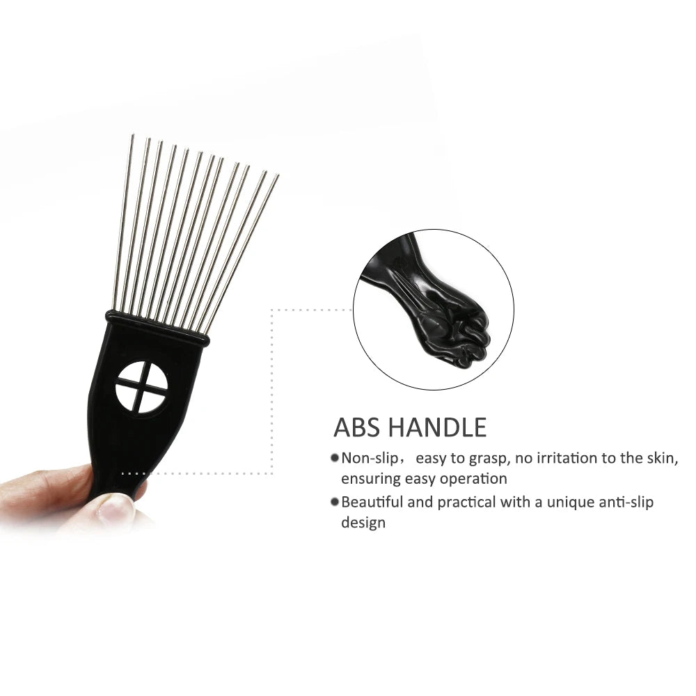 1 Piece Afro Fork Comb Stainless Steel Wide Teeth Hairdressing Brush Metal Pins Pick Hair Styling Tools Insert Curly Hair Comb
