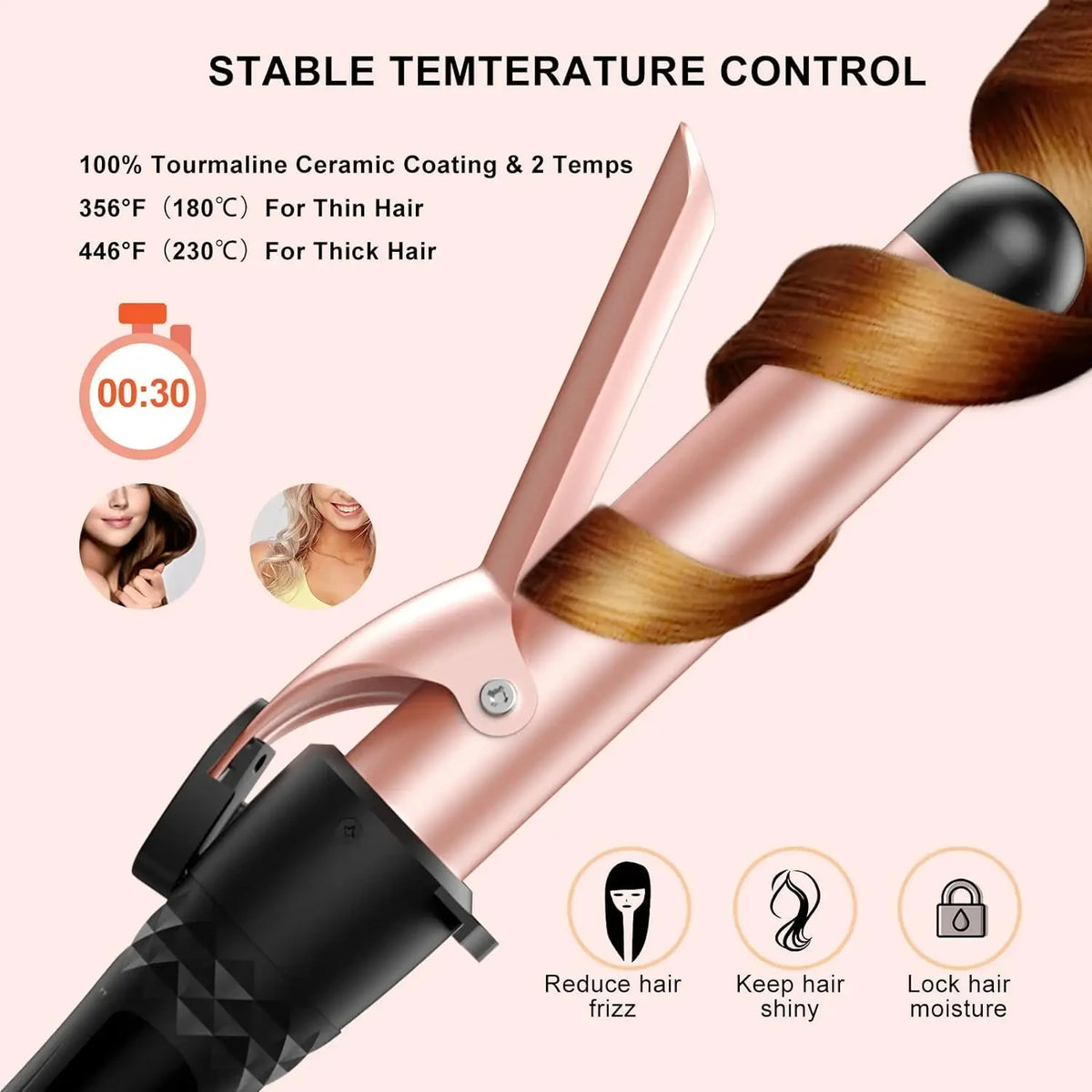 5 in 1 Curling Iron Set with Curling Brush, 0.35”-1.25” Hair Curler Wand for Hairstyle and Heat Resistant Gloves and Hair Clips