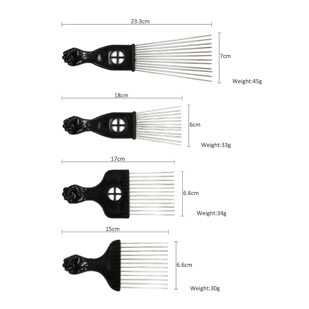1 Piece Afro Fork Comb Stainless Steel Wide Teeth Hairdressing Brush Metal Pins Pick Hair Styling Tools Insert Curly Hair Comb