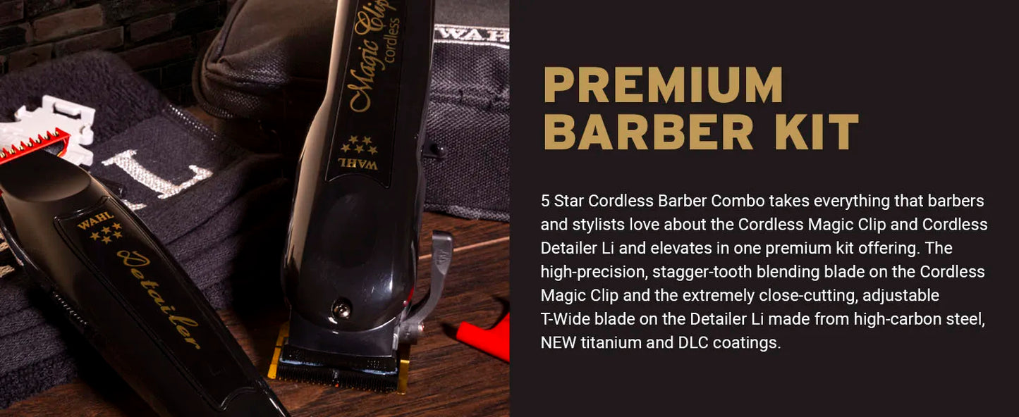 Original  Wahl Hair Clipper for Barbers, 5-Star Series, Cordless Hair Clipper, Magic Clip  & Detaliers & Vanish