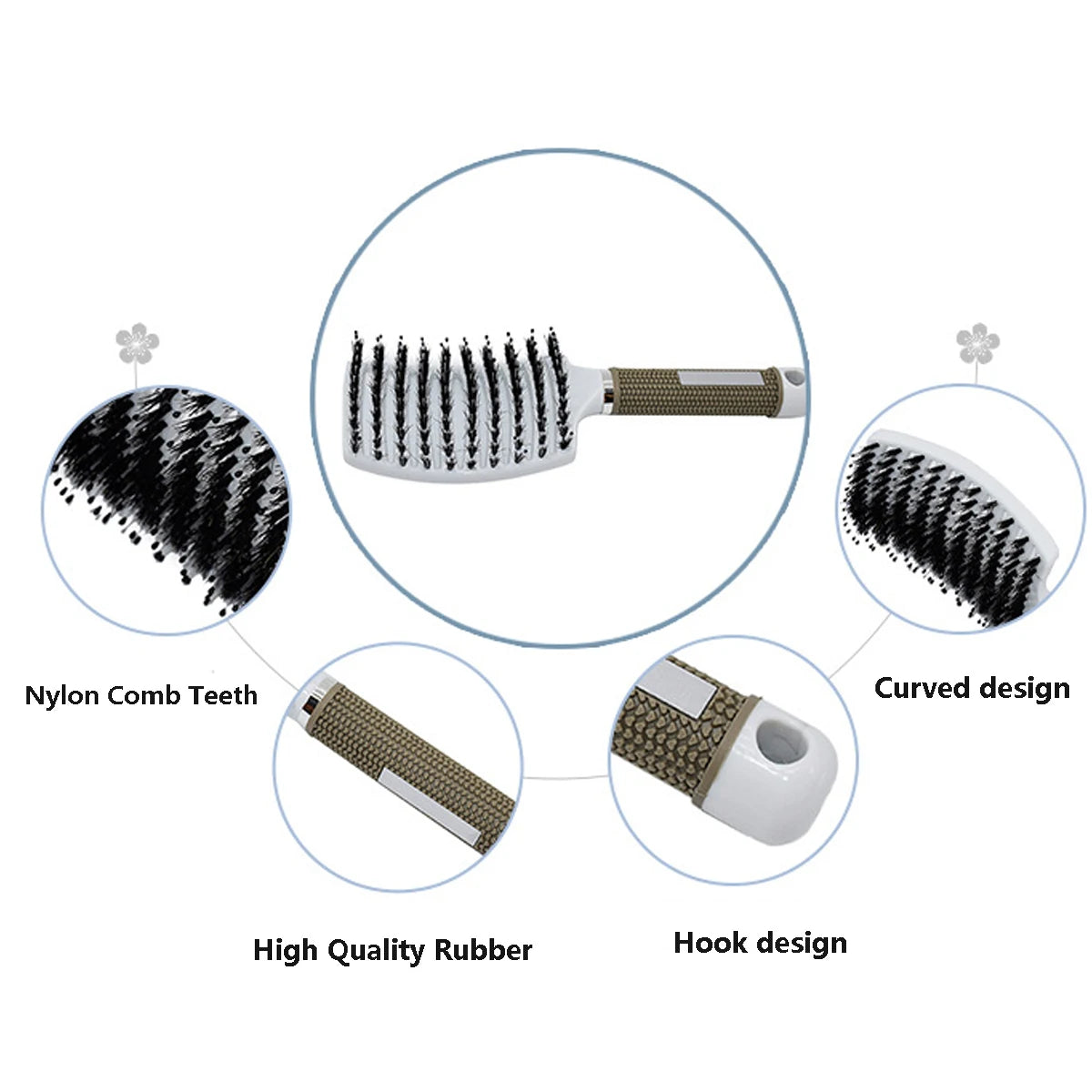Hairdressing Comb Bristle Nylon Detangling Wet Dry Curly Brush Salon Hair Scalp Massage Brush Barber Home Hair Styling Comb Tool