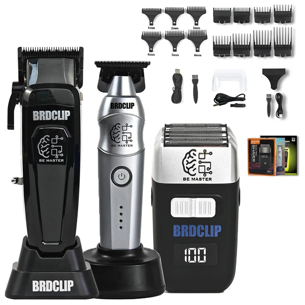 Barber Shop Set BRDCLIP 106 617 8008 Professional Electric Hair Clipper Hair Trimmer for Man Electric Shaver 3 Net DLC Blade