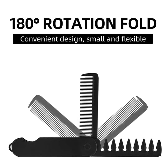 Barber Hair Clipper Folding Combs Multifuncional Plastic Wide Tooth Oil Head Comb Beard Combing Two In One Styling Tools