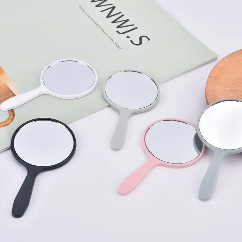 Handheld Mirror Round With Handle Hand Mirror Hair Salon Compact Mirrors Cosmetic Mirrors For Women
