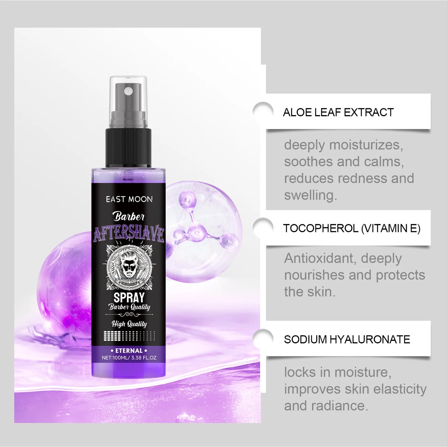East Moon Sandalwood Aftershave Nourish Oil Spray Deep Moisturizing Hydrate Groomed Repair Dry Soothing Damaged Beard Care Serum