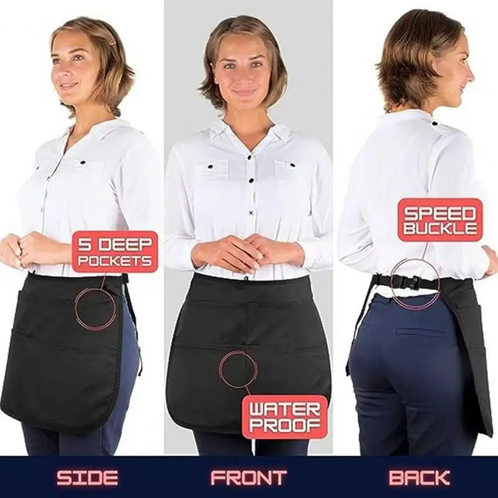 56*40cm Hair Stylist Half Apron With 5 Pockets Adjustable Belt Waterproof Professional Barbers Hairdresser Tools Storage Apron