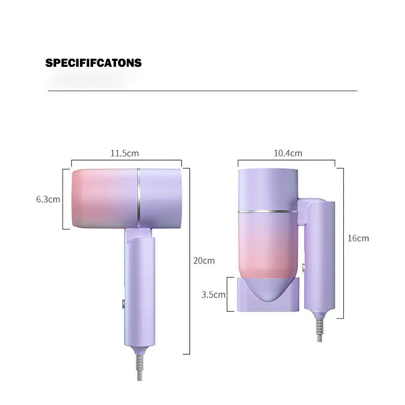 MIni Folding Hairdryer 750W with Carrying Bag Hot Air Anion Hair Care Travel Hair Dryer Dormitory Blow Drier 220V-240V