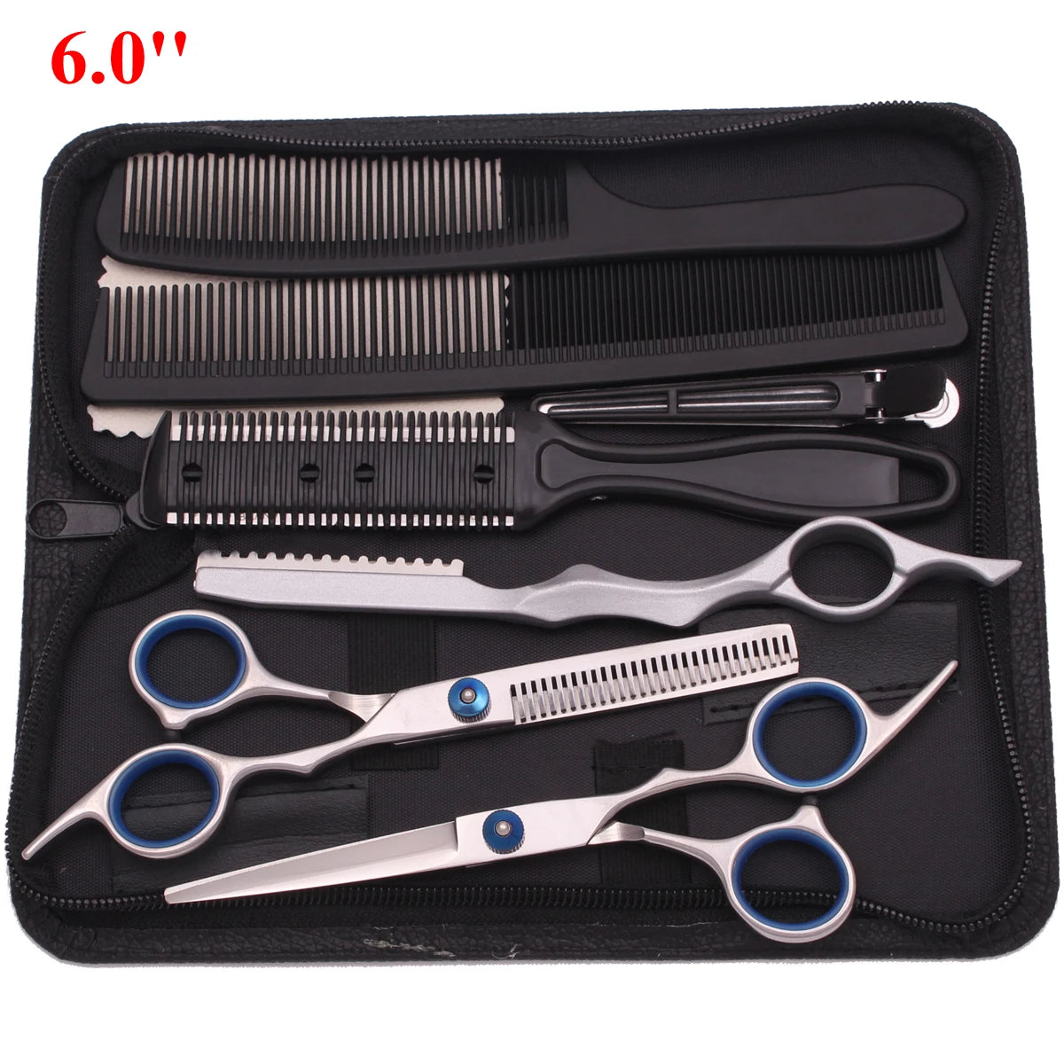 6'' Professional Hair Scissors Thinning Cutting Shears Hairdressing Comb Razor Set Salon Barber & Home Japan Steel