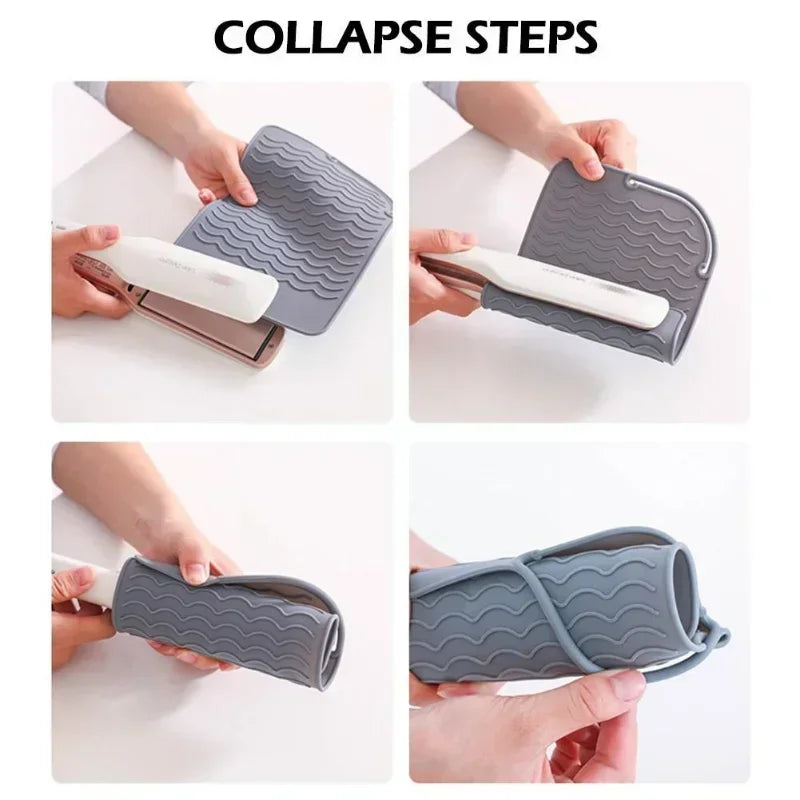 Multifunctional Silicone Heat Resistant Pad Insulation Mat for Hair Straightener Heat Curling Stick Curler Flat Irons
