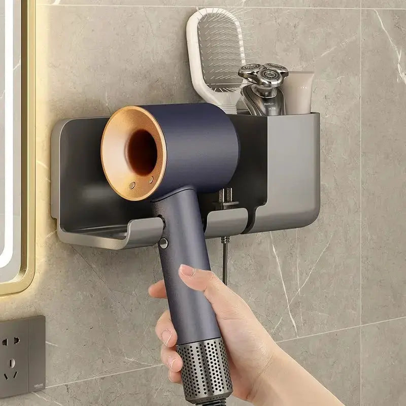 1pc Hair Dryer Storage Rack Non Punching Wall Mounted