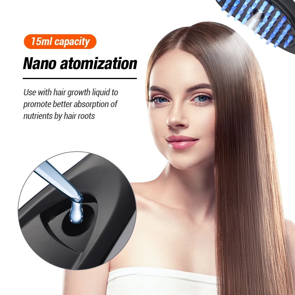 Electric Spray Massage Comb Hair Growth Vibration Head Massager Brush LED Anti Hair Loss Scalp Liquid  Atomizing Comb