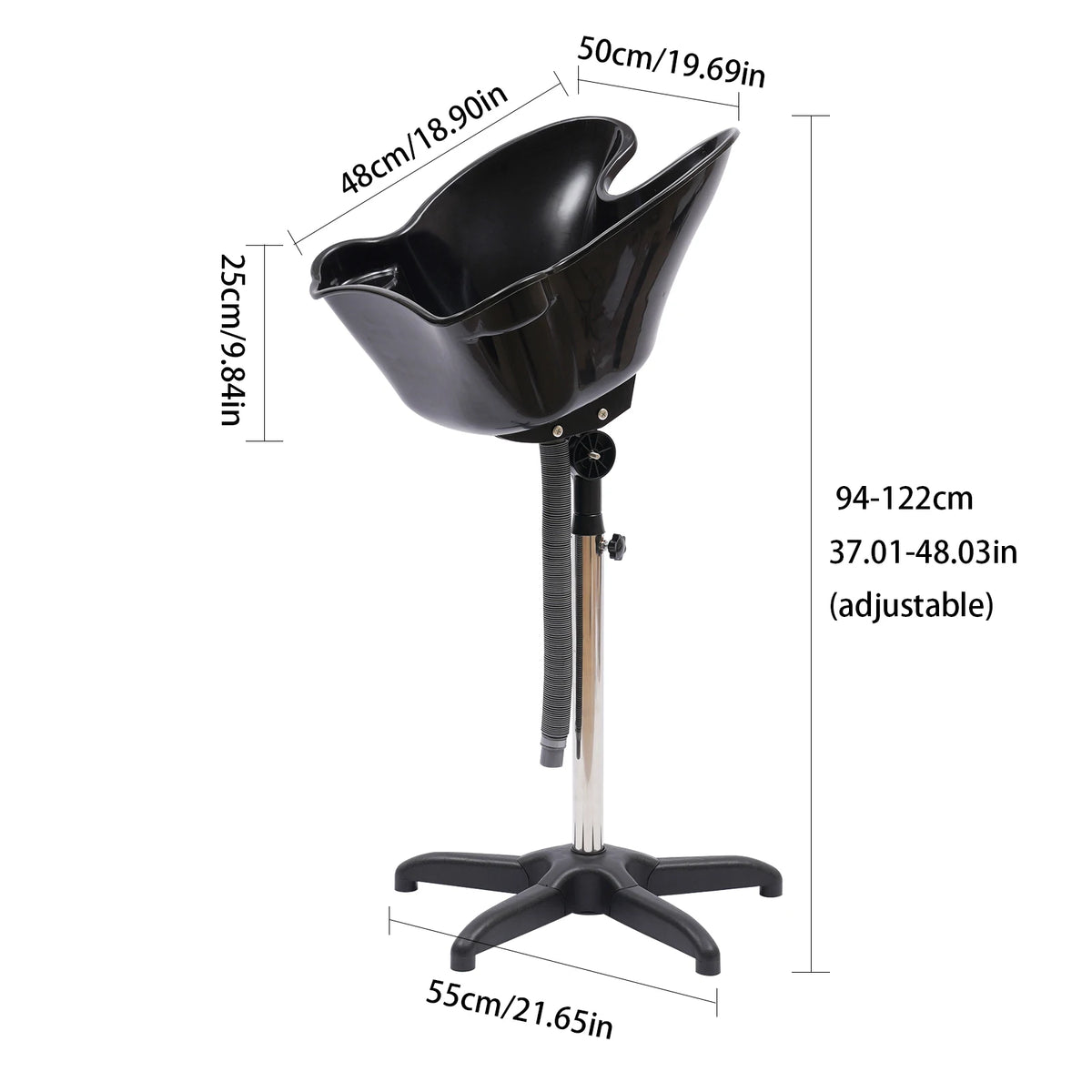 Portable Shampoo Bowl Deep Basin Height Adjustable Salon Hair Wash Tub Sink Mobile Hairdressing Back Wash Shampoo Basin