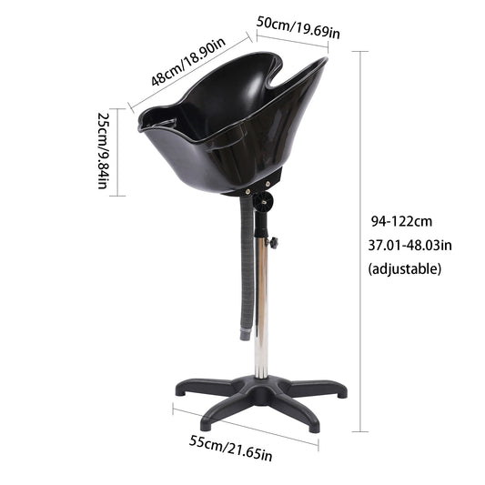 Portable Shampoo Bowl Deep Basin Height Adjustable Salon Hair Wash Tub Sink Mobile Hairdressing Back Wash Shampoo Basin