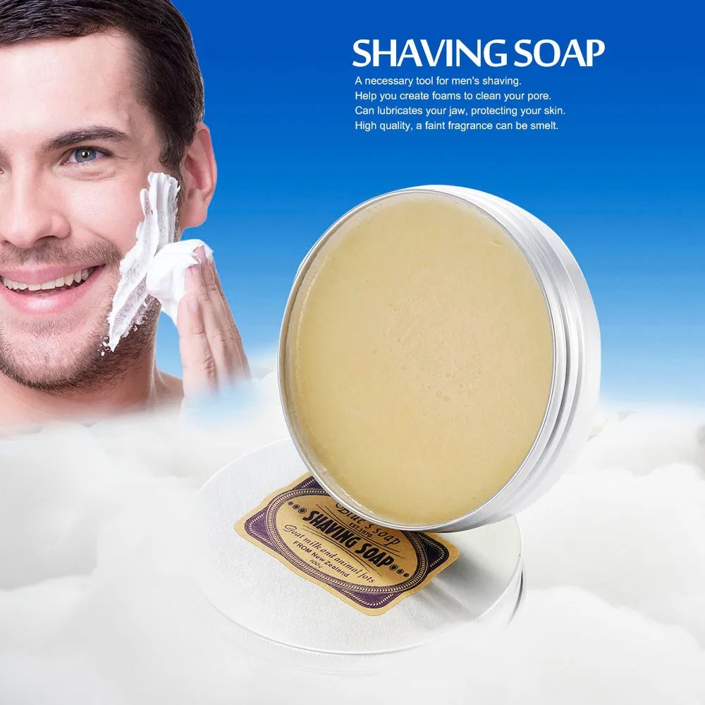 Men 100g Goat Milk Scent Beard Shaving Soap Handmade Cream Foaming Lather Barber Salon Tool for Men Traditional Wet Shaving