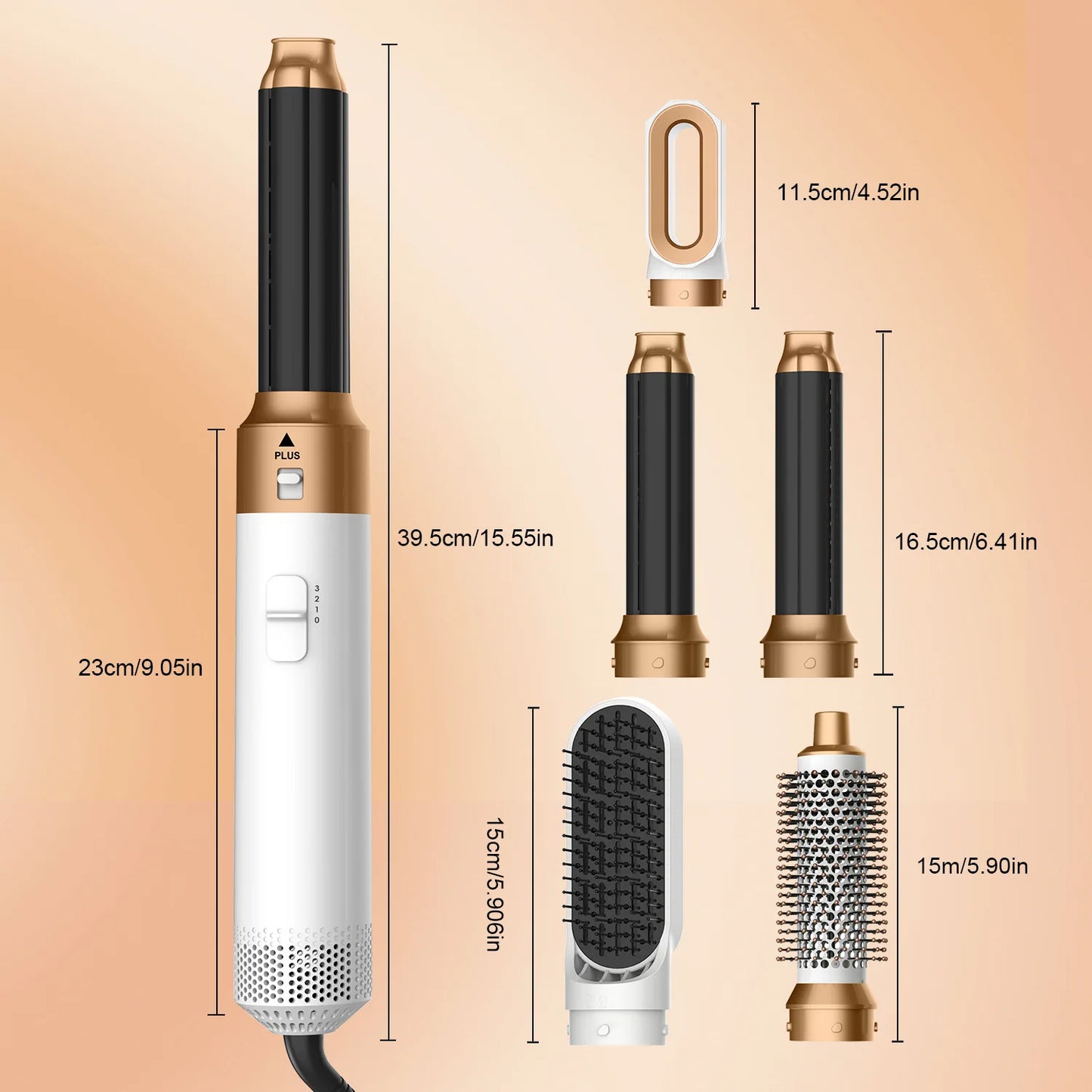 Multi-functional 5-in-1 Hot Air Comb Multi-Head Automatic Hair Curler Blow Dryer Hair Straightening Comb Cross Border Hair Dryer