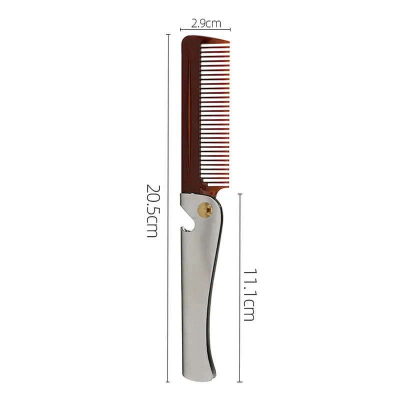 Folding Steel Combs For Men Oil Head Portable Beard Combs For Men Comb Product Hair Dropshipping Hair Combs Foldable Stylin