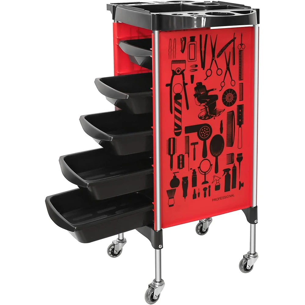 Barbershop Rolling Cart Hairdressing Tool Storage Trolley Cabinet New Beauty Salon Large Capacity Moveable Station Barber