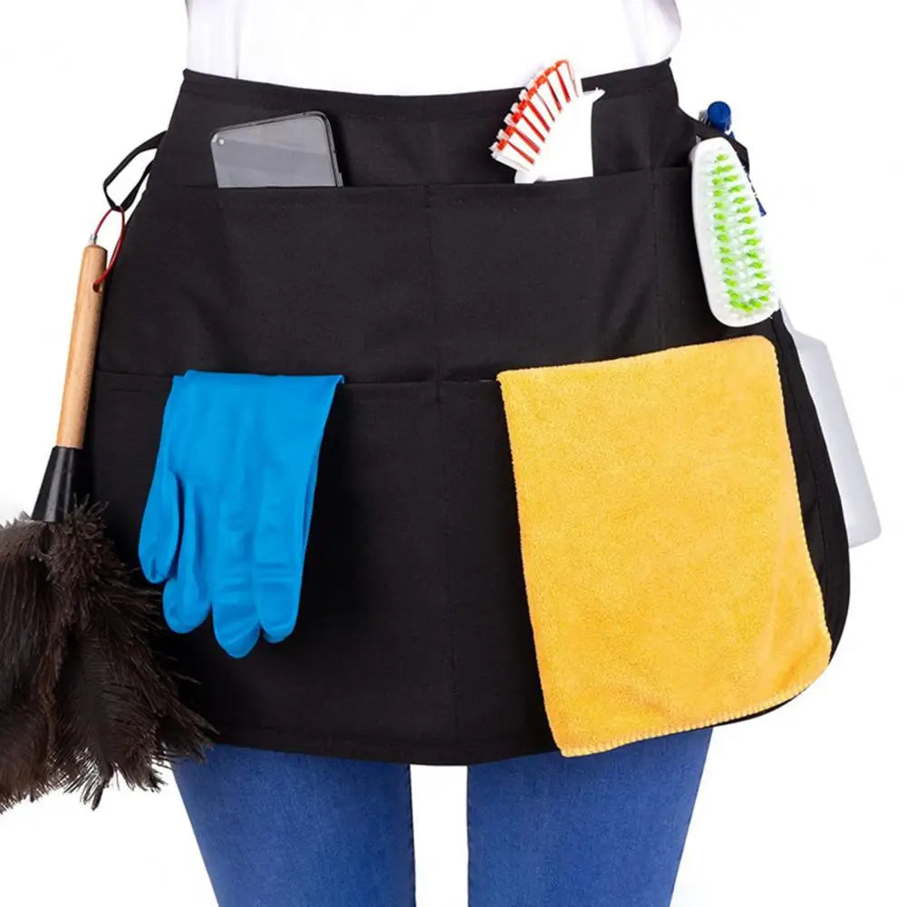 56*40cm Hair Stylist Half Apron With 5 Pockets Adjustable Belt Waterproof Professional Barbers Hairdresser Tools Storage Apron