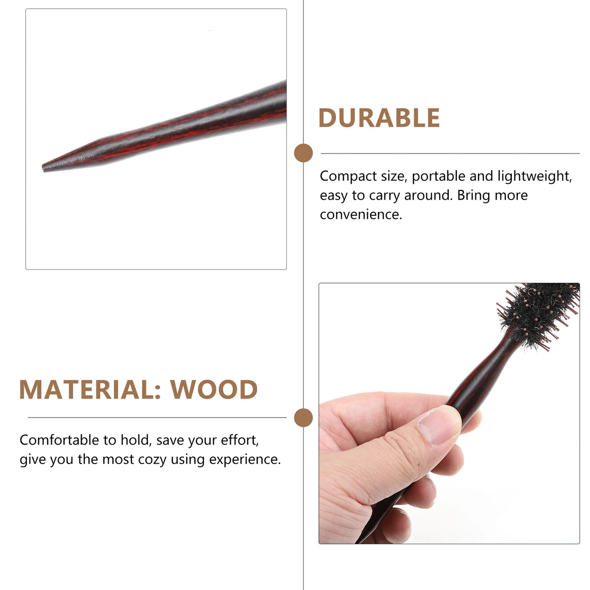 Bangs Comb Wooden Handle Hair Styling Round Brush Pointed Tail Hairbrush Bristles Hairdressing Tool Blow Dryer