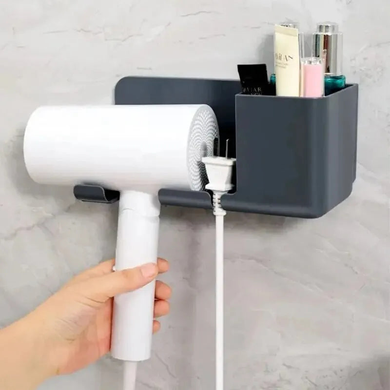 1pc Hair Dryer Storage Rack Non Punching Wall Mounted