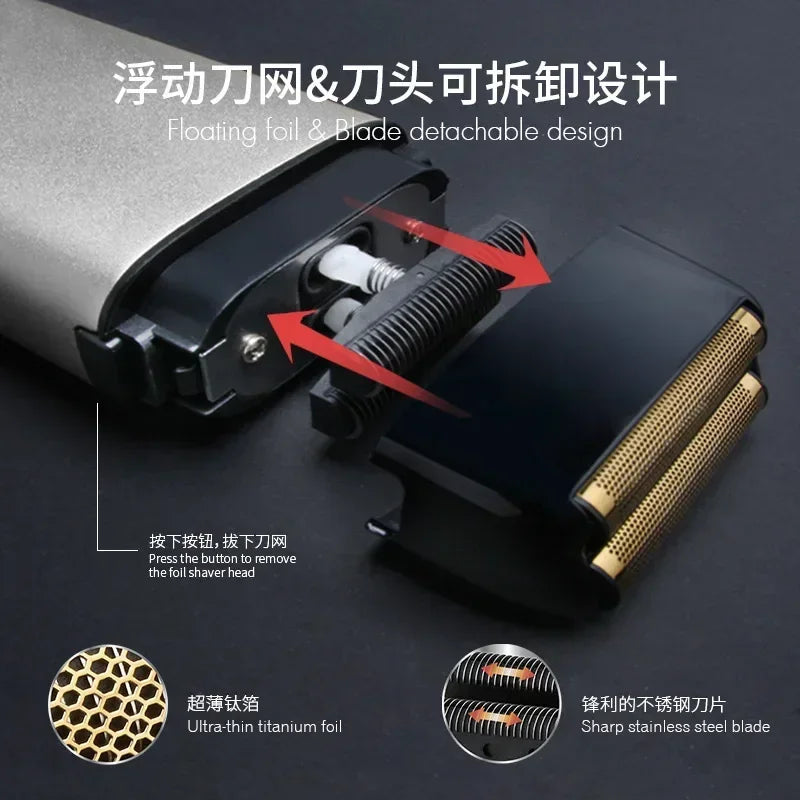 WMARK NG-998 Barber Shaver Shaper Electric Shaver Beard USB Electric Razor For Oil Head Shaving Machine Push White, 8100RPM