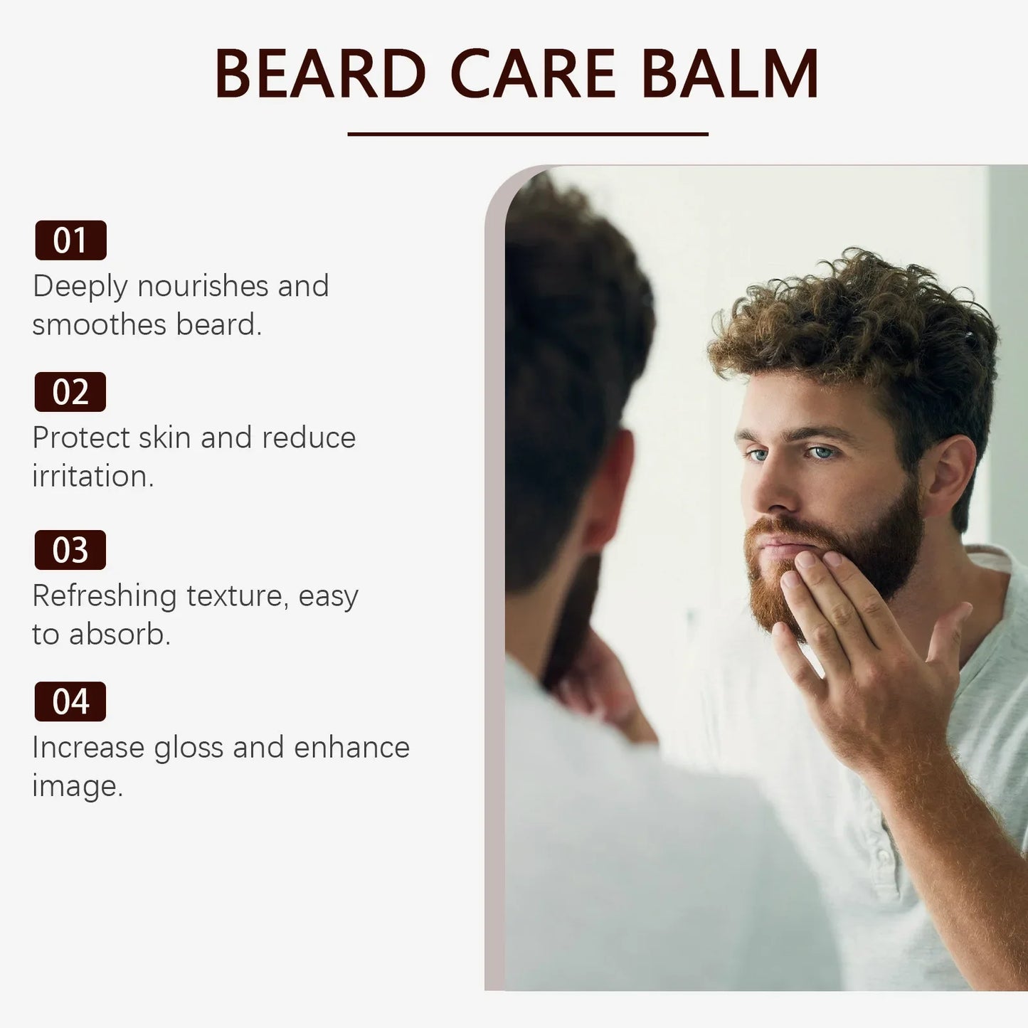East Moon Men's Beard Care Cream Strengthens Beards Nourishes Makes Them Thick Shiny Pitch-black Moist and Provides Care