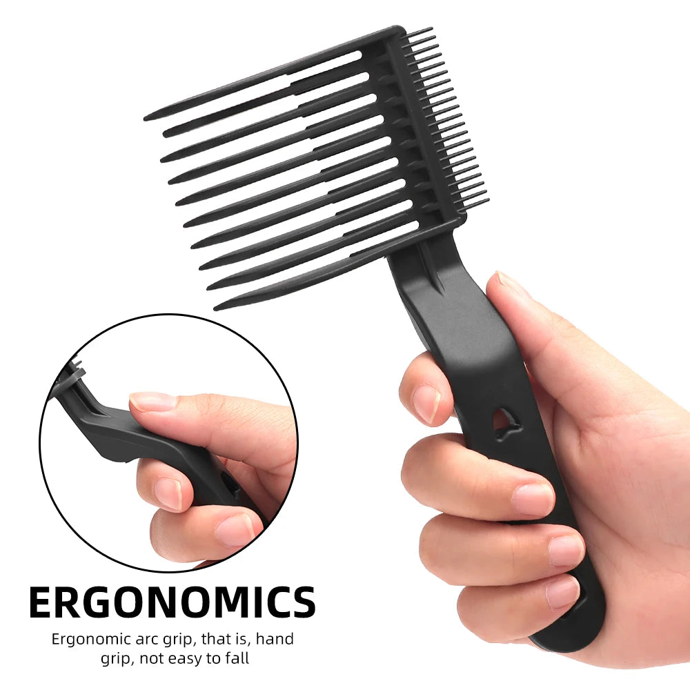 2PCS Barber Flat Top Hair Cut Comb Set Pro Barbershop Men's Curved Positioning Hair Clipper Comb Salon Hairdresser Tool Supplies