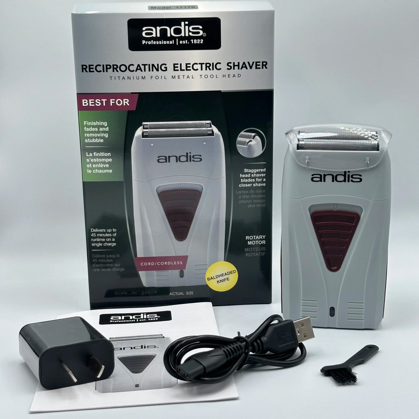 Original Andis 17170 Foil Lithium Titanium Shaver Smooth Shaving Cordless Shaver With Charger  For Men Razor Bald Hair Clipper