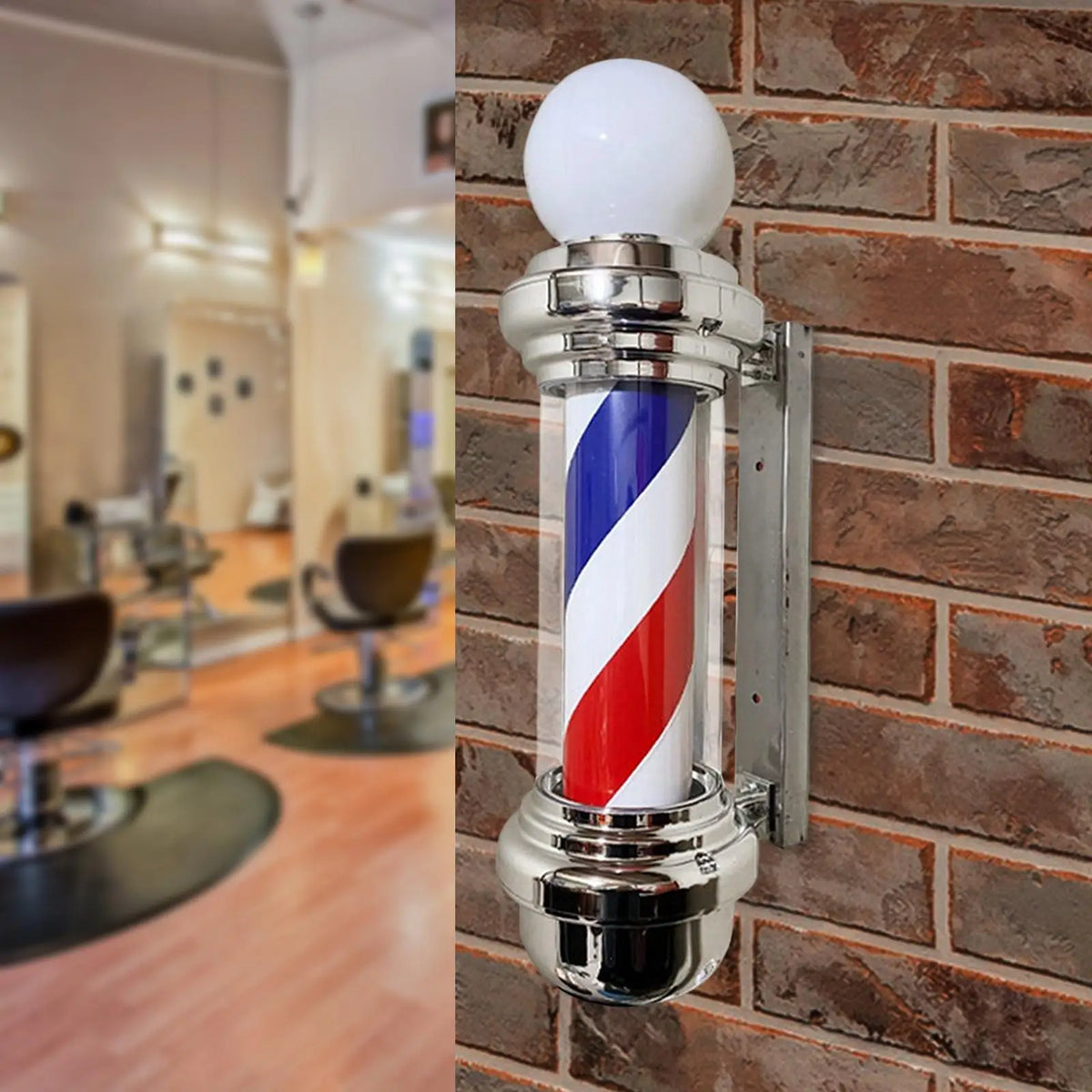 Barber Pole LED Light Rotating Hair Salon Sign Light Stripes Wall Mount Waterproof for Outdoor Party Hairdressing Indoor