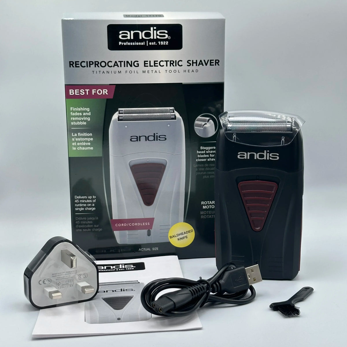 Original Andis 17170 Foil Lithium Titanium Shaver Smooth Shaving Cordless Shaver With Charger  For Men Razor Bald Hair Clipper