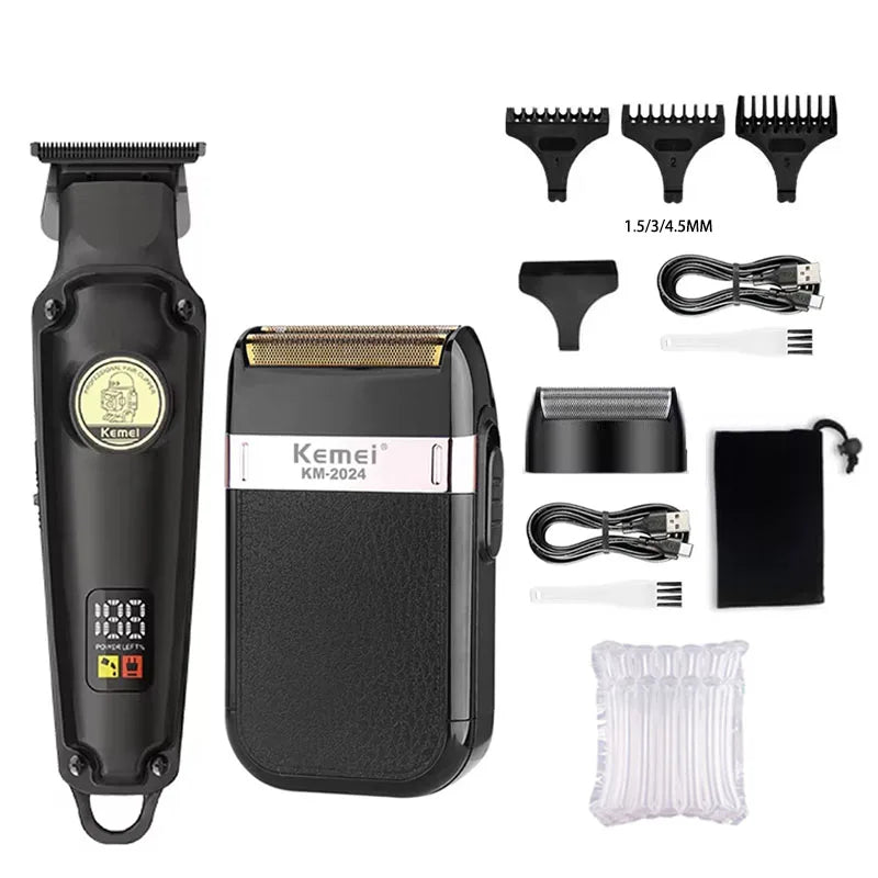 Kemei Rechargeable Hair Clippers Cordless Barber Easily Trimmer Bald Head Washable Electric Beard Shaver For Men KM-2371 KM-2024