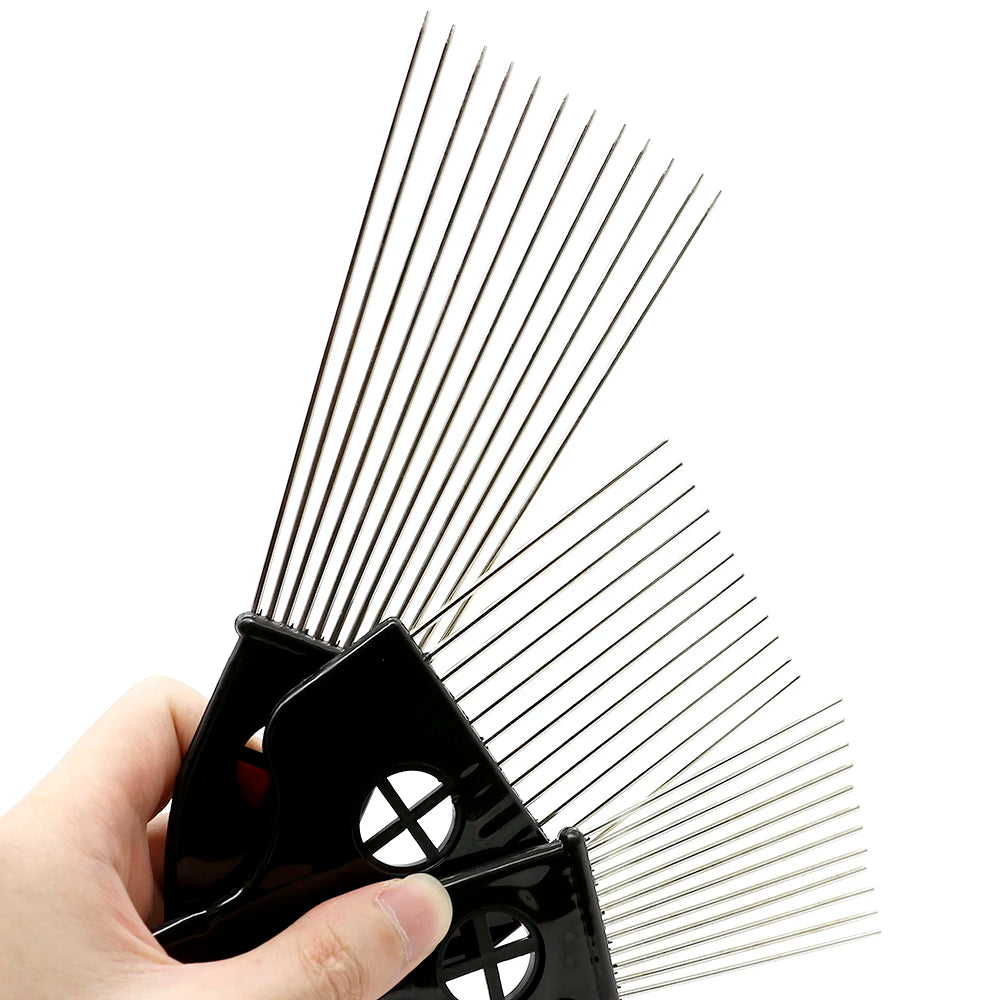 1 Piece Afro Fork Comb Stainless Steel Wide Teeth Hairdressing Brush Metal Pins Pick Hair Styling Tools Insert Curly Hair Comb