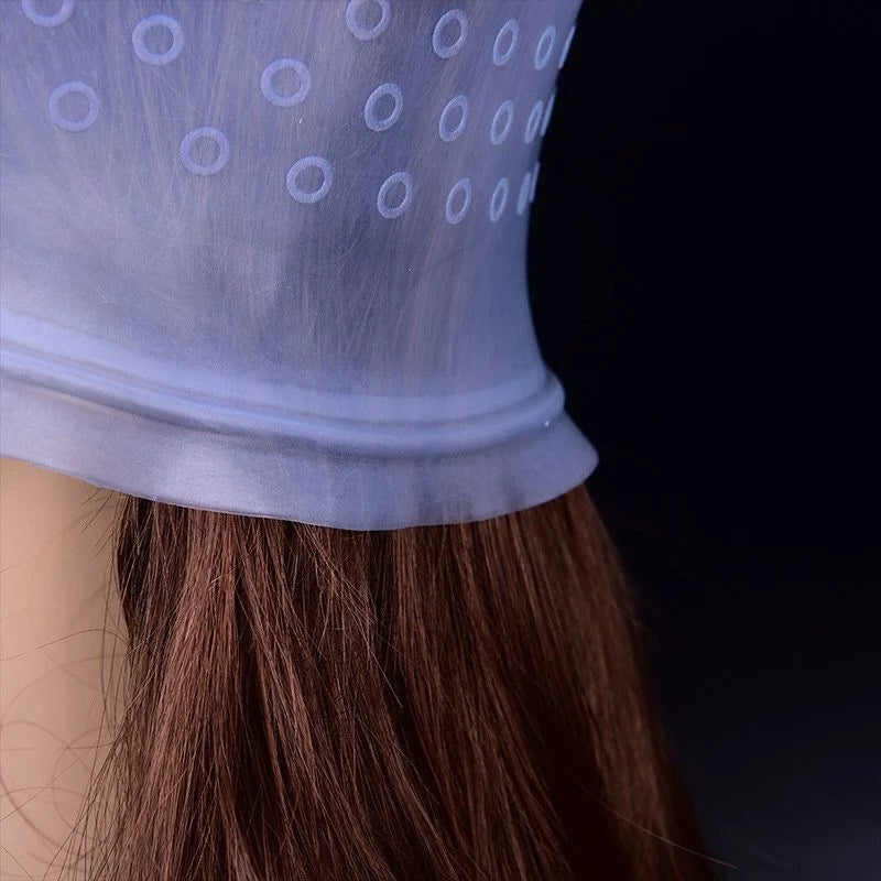 Reusable silicone hair color and bright dye cap for hairstyle tools