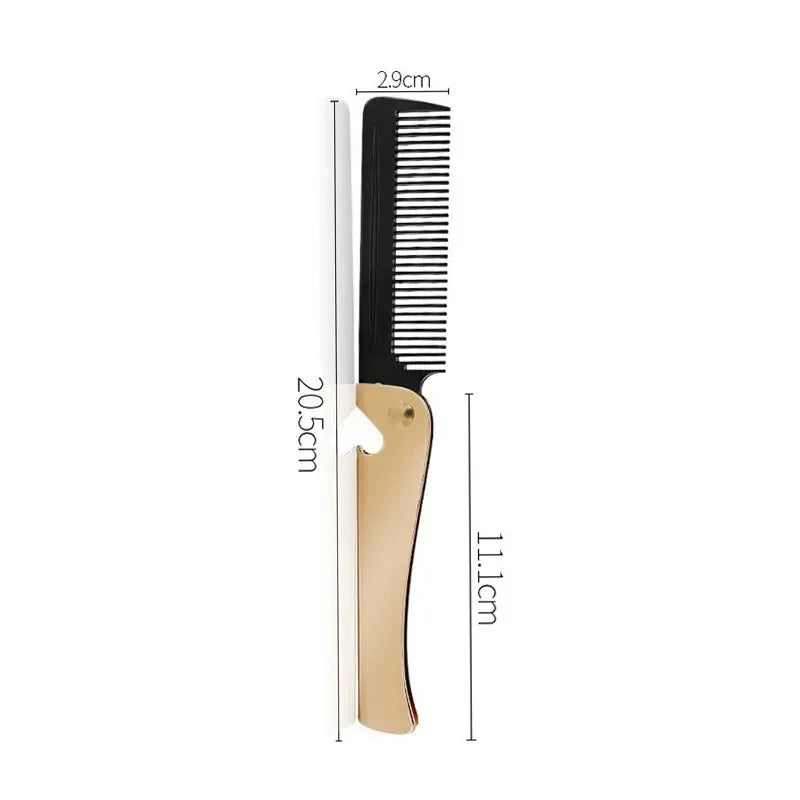Folding Steel Combs For Men Oil Head Portable Beard Combs For Men Comb Product Hair Dropshipping Hair Combs Foldable Stylin