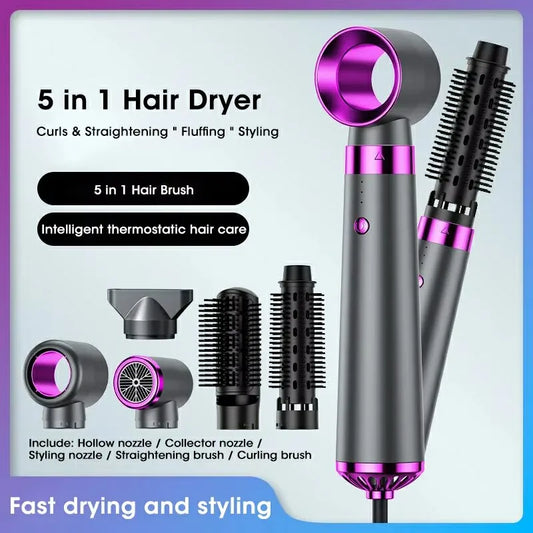 Hair Dryer 5in1 Multifunctional Hair Straightener Negative Ion Hair Care Curler Blow Dryer Styling Set Strong Wind