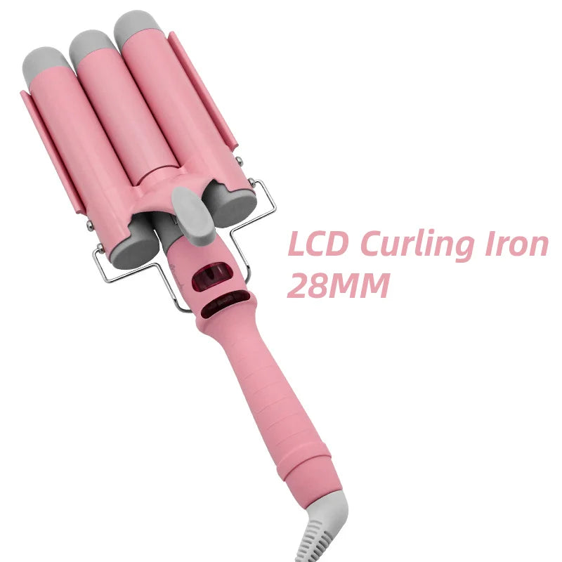YAWEEN Lcd Curling Iron Professional Ceramic Hair Curler 3 Barrel Hair Curler Irons Hair Wave Fashion Styling Tools