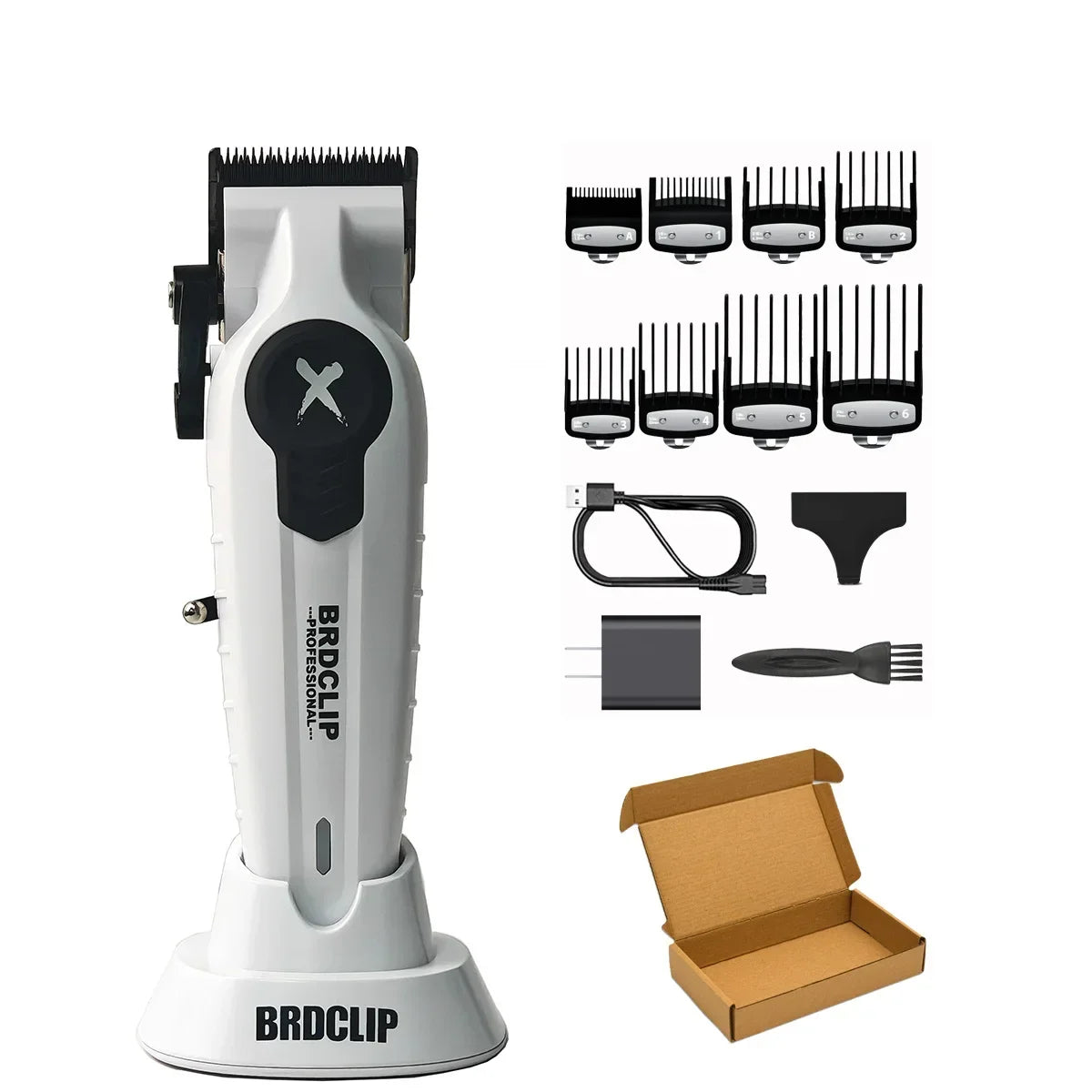 BRDCLIP X Series FA1C White Gradient 8800RPM Professional Hair Clipper Equipped with Charging Dock Suitable for Men's Hair Salon