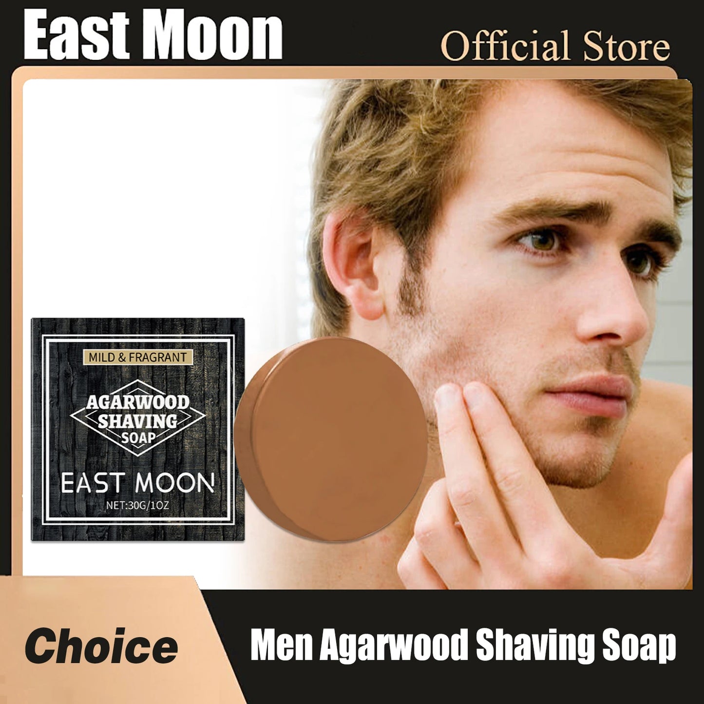 East Moon Men Shaving Soap Foam Rich Easy Clean Not Stimulating Long-Lasting Refresh Gentle Smoothing Handmade Beard Care Soaps