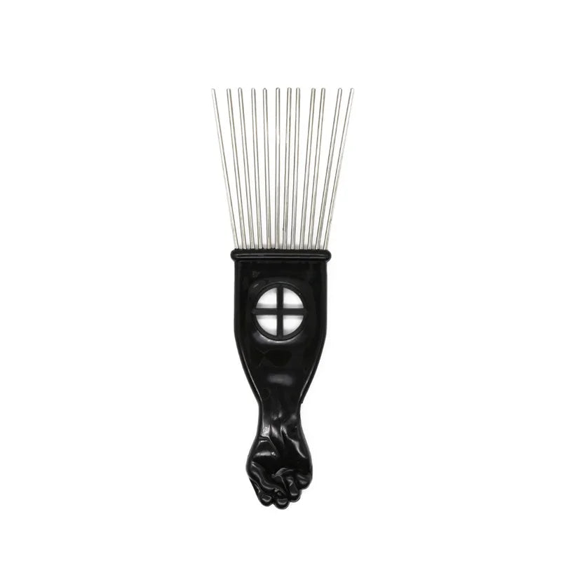 1 Piece Afro Fork Comb Stainless Steel Wide Teeth Hairdressing Brush Metal Pins Pick Hair Styling Tools Insert Curly Hair Comb