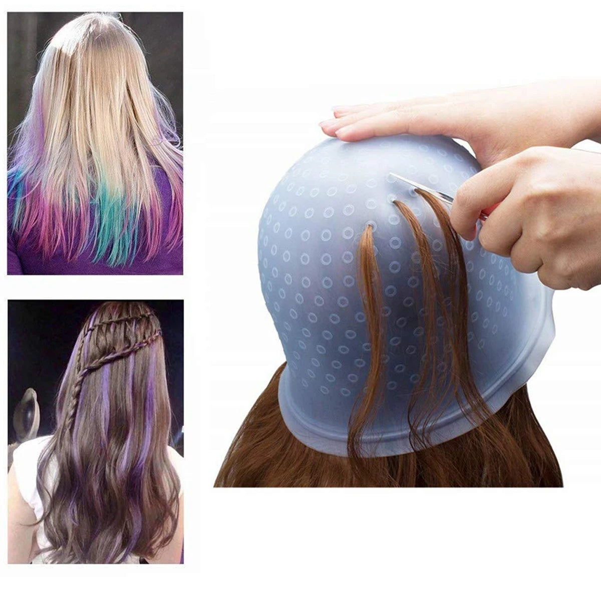 Soft Silicone Hair Coloring Cap Barber Reusable Highlighting Hair Dying Frosting Hat Pro Salon Home Hairstyling Tool Accessories