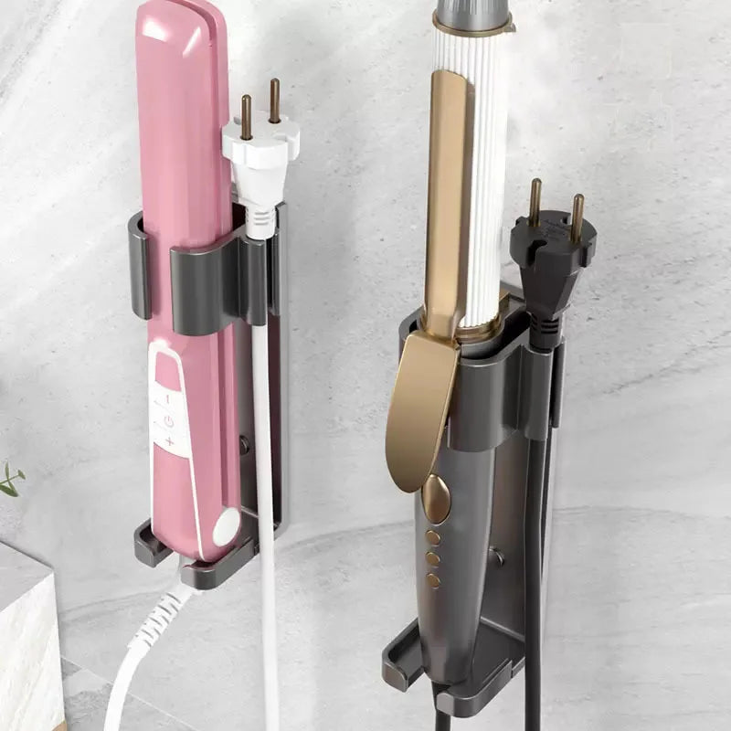 Hair Tool Holder Space Aluminum Straightener Holder Rack No Punching Hair Curler Holder Build In Cable Management Slot