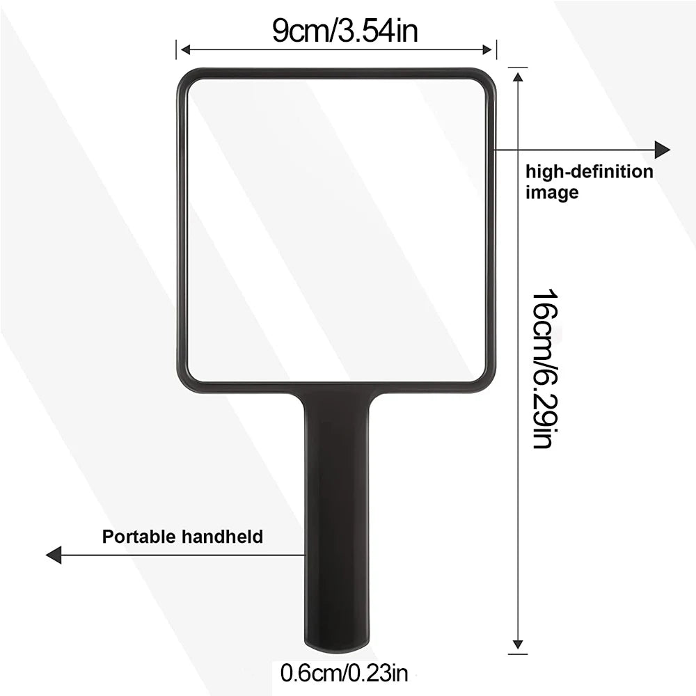 1Pcs Plastic Handle Handheld Makeup Vanity Mirror Portable Square Eyelash Extension Mirror Women Cosmetic Beauty Salon Supplies