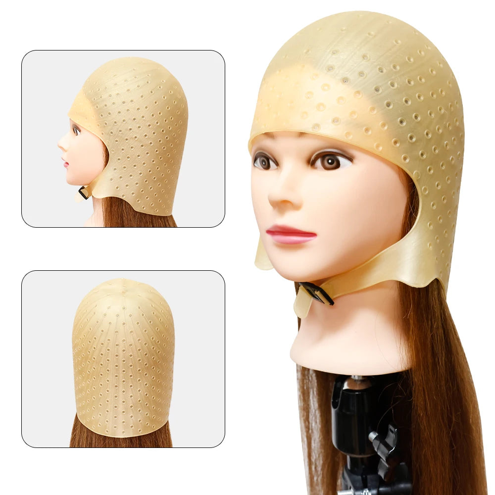 Hairdressing Hair Dyeing Caps With Metal Hooks Professional Barber Silicone Hair Dye Cap Barbershop Salon Styling Tools