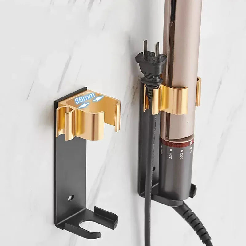 Hair Tool Holder Space Aluminum Straightener Holder Rack No Punching Hair Curler Holder Build In Cable Management Slot