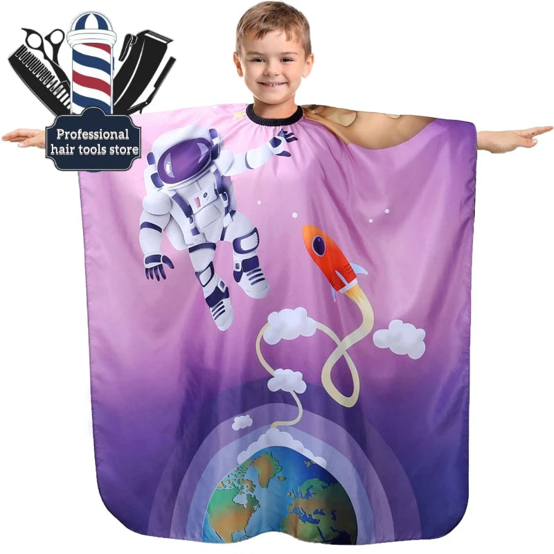 Kids Waterproof Hairdressing Cape Children Salon Hair Wrap Dyeing Haircutting Cartoon Cloth Styling Tools For Barber Shop