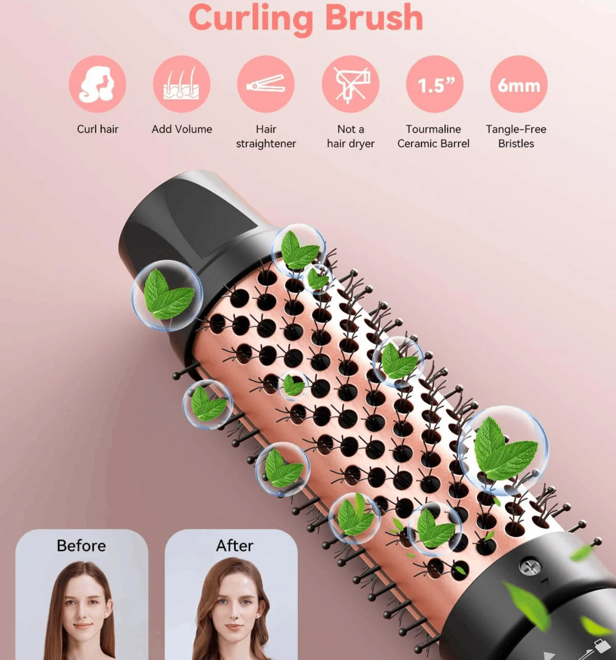 4-in-1 Curling Iron with Curling Brush, Professional Hair Curler 9-32MM Hair Straightener,Fast Heating Hair Styling Appliances