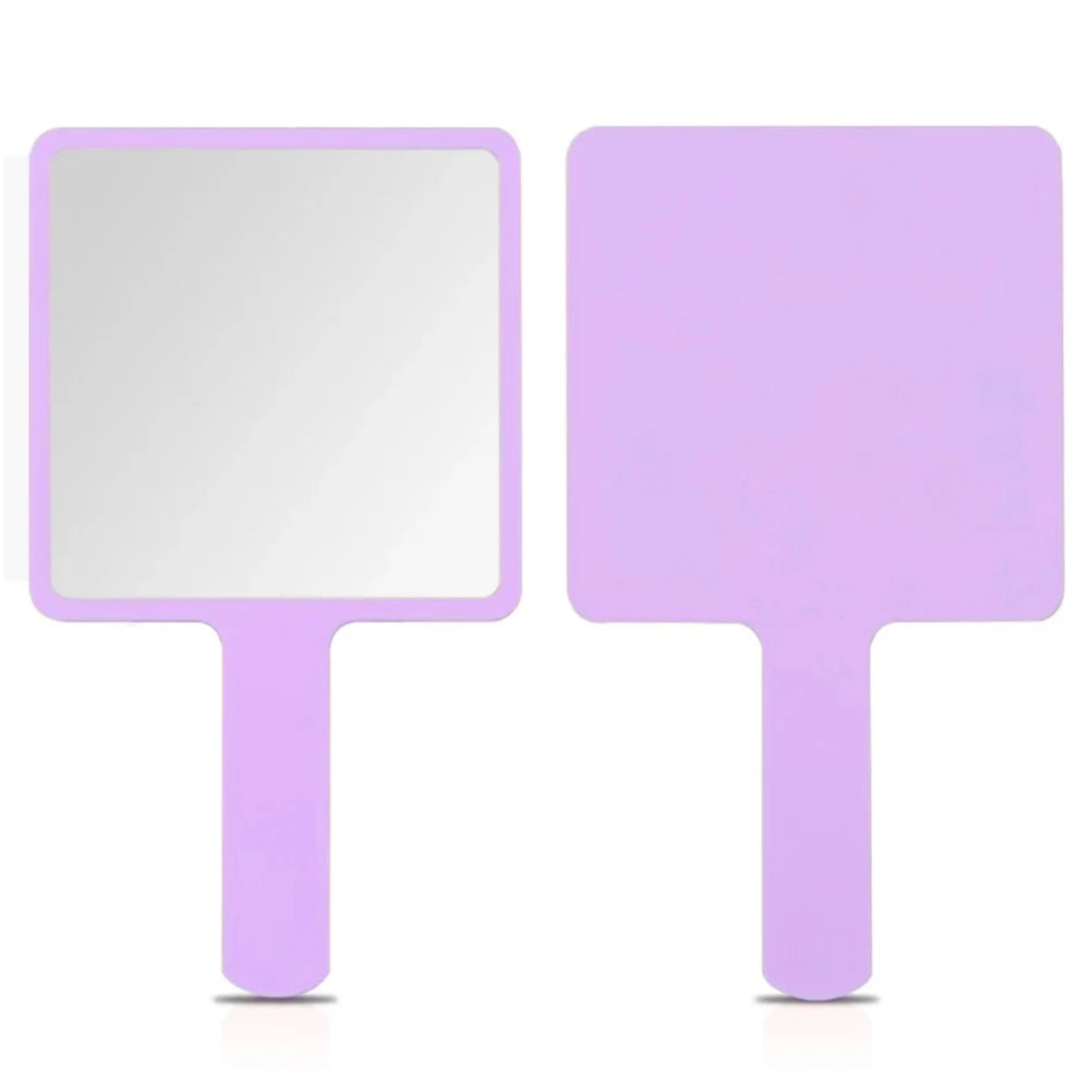 1Pcs Plastic Handle Handheld Makeup Vanity Mirror Portable Square Eyelash Extension Mirror Women Cosmetic Beauty Salon Supplies