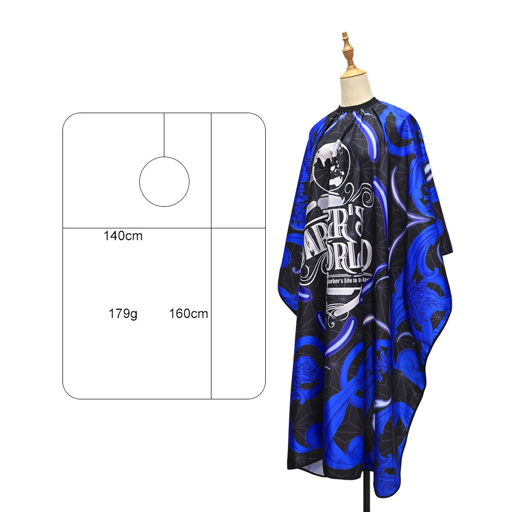 Blue Barber Haircut Cloth Waterproof Salon Gown Adjustable Closure Hairdressing Apron Antistatic Hairdresser Capes Barbershop
